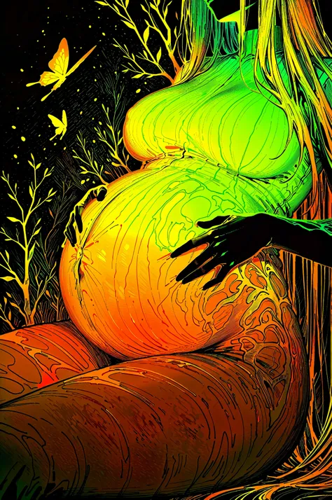 masterpiece, best quality, ulra detailed, very aesthetic, newest, highres, 8k,
painterly, colorful, flat colors, glowing, impasto, abstract, plump,
Earth mother, gaya, maternal figure, green colored skin, pregnant, hands on belly,
BREAK
(qiandaiyiyu:0.85),...