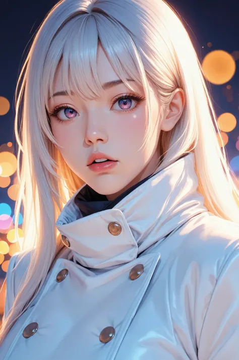 dental hygienist in a high quality white coat、beautiful face and big breasted woman in a high quality white coat、Face Closeup、, Clean Outfits, HDR、UHD、Studio Lighting、Extremely Detailed Depiction、anime style、vivid color、Bokeh