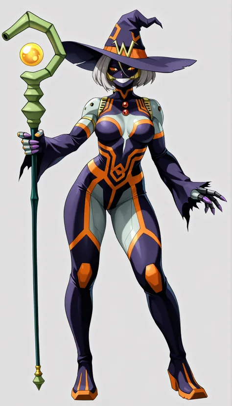 ((Highest Quality)), ((Simple Light Grey background)), (My Hero Academia Style), 1female, female, Medium Breast, thighs, hips, thick shins, solo, Athletic body, tall, standing, (Full Body), Tokusatsu villain, Tokusatsu monster, Tokusatsu Character, (cyborg...