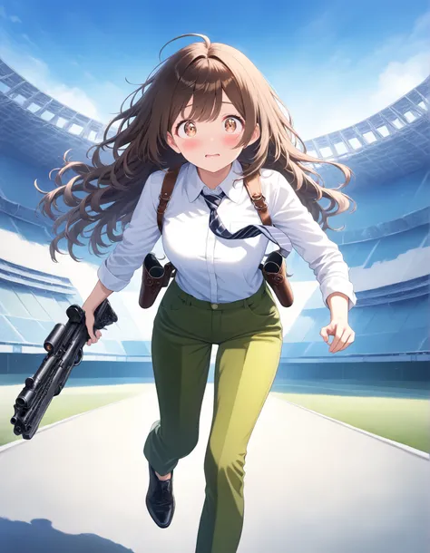 masterpiece, best quality, highly detailed, detailed background, high resolution, 8k, professional, full shot, 1girl, 22 years old, solo, dark brown hair, long hair, tareme, hazel brown eyes, beautiful detailed eyes, beautiful detailed face, cute face, per...