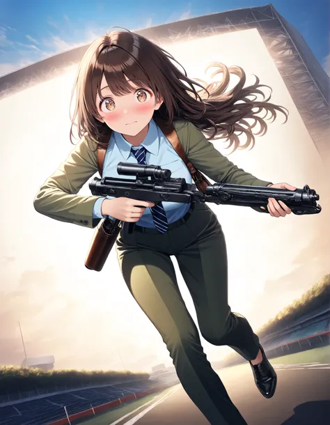 masterpiece, best quality, highly detailed, detailed background, high resolution, 8k, professional, full shot, 1girl, 22 years old, solo, dark brown hair, long hair, tareme, hazel brown eyes, beautiful detailed eyes, beautiful detailed face, cute face, per...