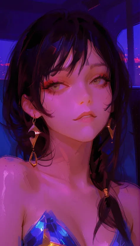 Aerial photography、taken from above、Close-up of a woman dressed in blue and yellow, portrait of Chunli, portrait of Chunli, Chunli, Chunli, Chunli, waytech bus, Ross Tran 8k, Art Gem and Eighty Geylang, artgerm(Artgerm)and Ilya Kuvshinov, イリヤ・クフシノフと ar...