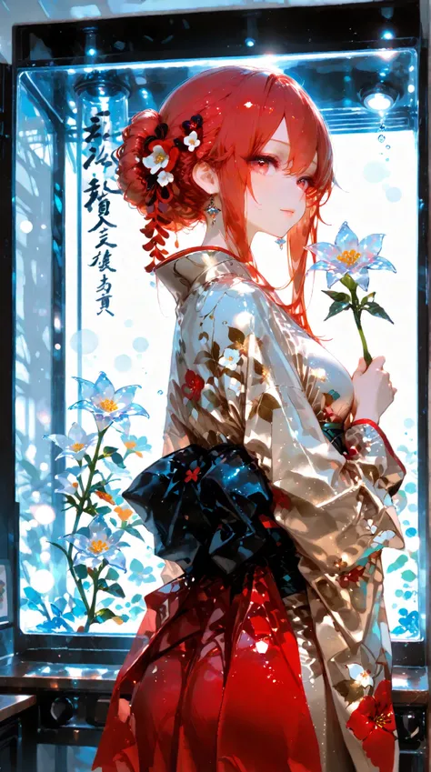 masterpiece、Highest Quality、Ultra-fine CG、Unity 8K
Costumes using transparent materials that hide tenderness and warmth、Japanese-style redhead hairstyle。
Deep visual expression、like a sentence、Made with sparkling crystals and diamond fabric、that hides th...