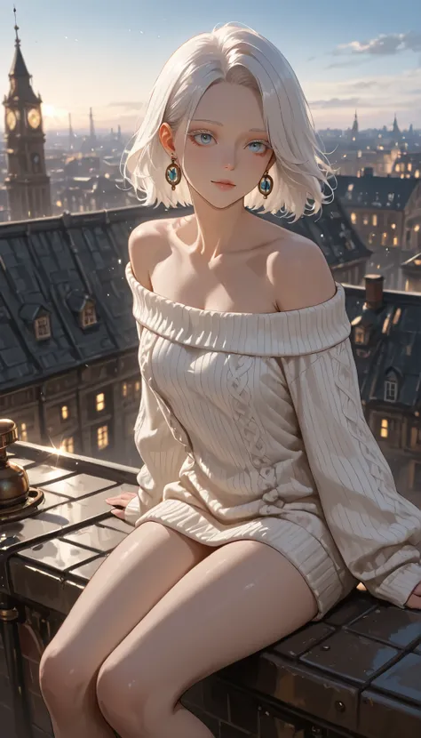 ((steampunk worldview)). RAWPicture, Picture, realistic, 8K, 超details, details, Dramatic Lights, detailsな肌, character boundary depth, Sparkling、sparkle、Shadows 、Backlight、 Girl Who Feels Aura,  sky blue eyes, white eyelashes、white hair、 beautiful eyes, A s...