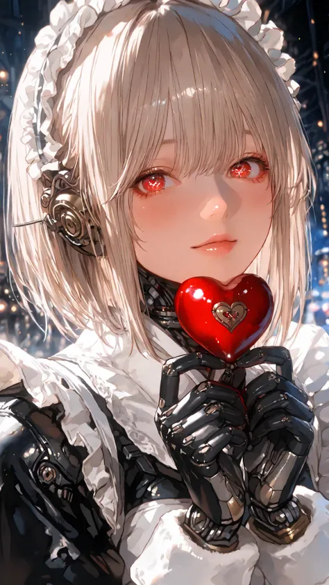 with both hands、Hiraga Genchi's mechanical doll, Japanese dolls , Representative Works , professional, holding the heart of the machine with both hands {x} with a very elaborate and detailed mechanical mechanism、holding the heart of the machine with...