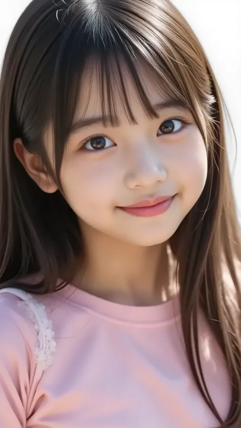 , smile, Dye your cheeks red, beautiful eyes, Sparkling, elementary school student, long black hair,   the cutest in the world  、full body、
