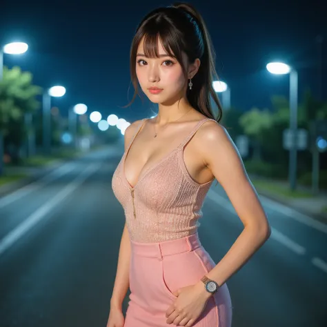 (greatest masterpiece:1.10, Surrealistic:1.5), (Professional RAW photo v:1.5), (Wide photo of a beautiful woman standing under a streetlight:1.8),(Extremely Detailed Clear Focus:1.5), Movie Lighting, ((full body shot with mahiru:1.4)), BREAK,
, ((super ti...