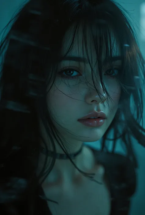 the aesthetics of women's self-destruction, hooker , Slut, fetishist, focus on face,facial expression,broken, emotional, cold light, hollow, dark shadows, destructive tendencies, gothic style, photorealistic, high definition,detail,HDR,4K,exquisite dark c...