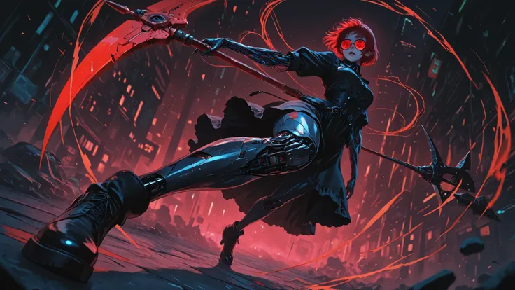 Goth girl,Goth girl 1girl,Shiny skin,cyberpunk atmosphere, full body portrait , from the side- a stunning girl android, , geometrical scars, cybernetic implant aesthetic, biomechanical body parts, mirror glasses cool casual wear, tatoos, ,) digital art, ...