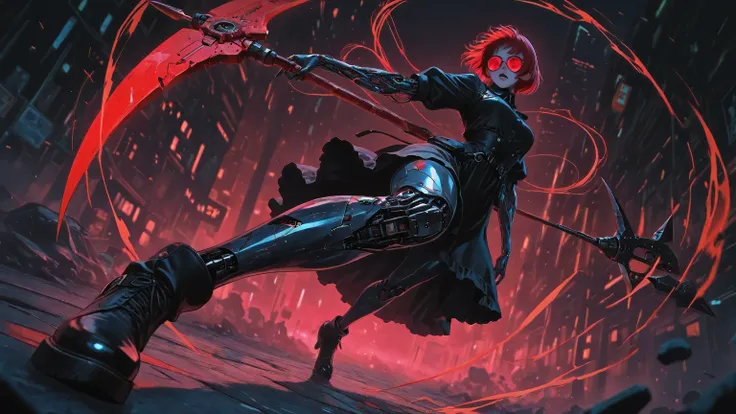 Goth girl,Goth girl 1girl,Shiny skin,cyberpunk atmosphere, full body portrait , from the side- a stunning girl android, , geometrical scars, cybernetic implant aesthetic, biomechanical body parts, mirror glasses cool casual wear, tatoos, ,) digital art, ...