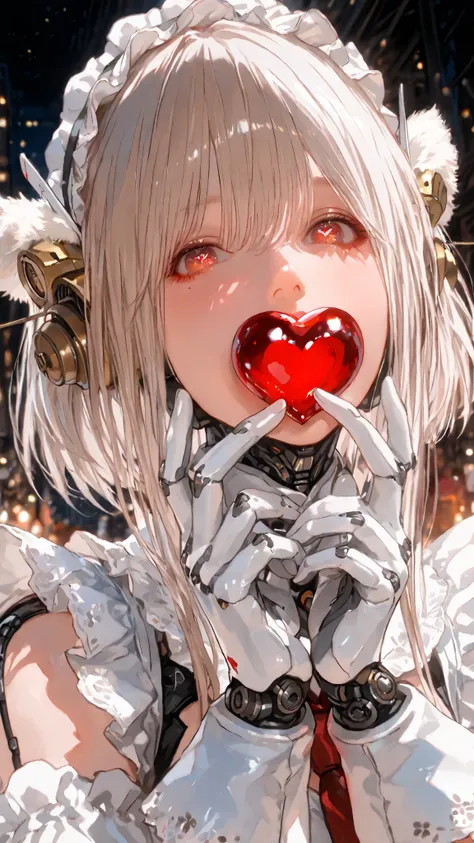 with both hands、Hiraga Genchi's mechanical doll, Japanese dolls , Representative Works , professional, holding the heart of the machine with both hands {x} with a very elaborate and detailed mechanical mechanism、holding the heart of the machine with...