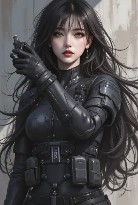 (masterpiece,High quality,mirror,cinematic experience,incredibly detailed,Absadless),8K Yen,Wallpaper,,( best illustration:2.0),(One Woman:2.0),(Motoko Kusanagi:2.0),( Ghost in the Shell worldview :2.0),( black tactical jumpsuit:2.0),(heavy black body armo...