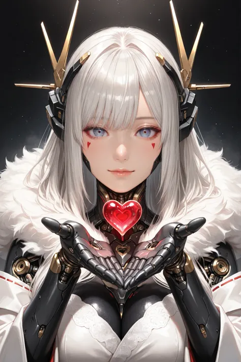 with both hands、Hiraga Genchi's mechanical doll, Japanese dolls , Representative Works , professional, holding the heart of the machine with both hands {x} with a very elaborate and detailed mechanical mechanism、holding the heart of the machine with...