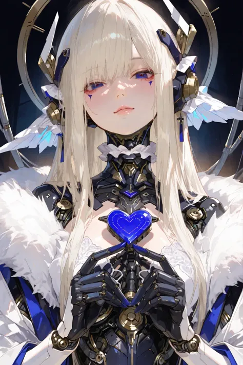 with both hands、Hiraga Genchi's mechanical doll, Japanese dolls , Representative Works , professional, holding the heart of the machine with both hands {x} with a very elaborate and detailed mechanical mechanism、holding the heart of the machine with...