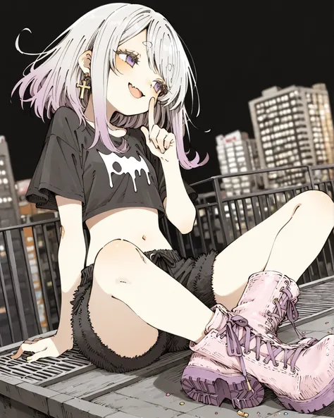 ((Abara Heiki style)), ((Masterpiece)), ((best quality, amazing quality)), ((very aesthetic, absurdres, newest)), ((detailed background, negative space, blurry background, depth of field, Asymmetrical background)), (dynamic angle, wide shot, from side), ((...