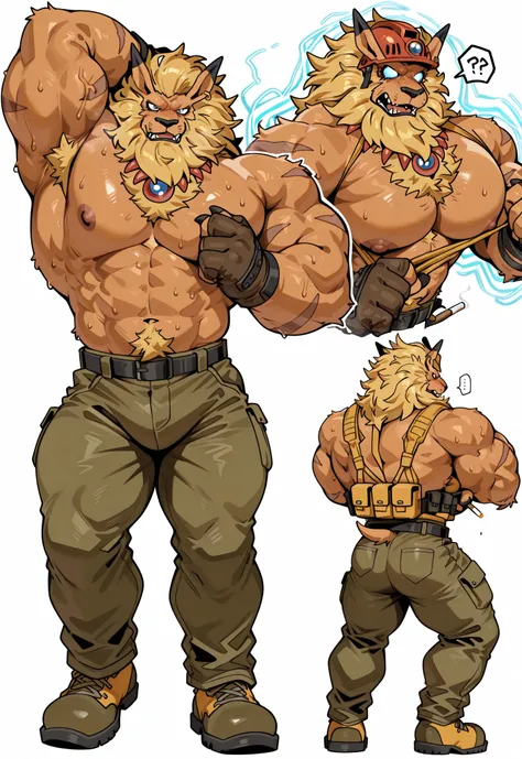 score_9 , score_8_up , score_7_up , score_6_up , score_5_up , score_4_up , experienced furry character reference sheet adoptable for Leomon, masterpiece , modern day alternate universe, white background, full body, multiple views , best quality , masterpie...