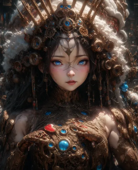 with both hands、Hiraga Genchi's mechanical doll, Japanese dolls , Representative Works , professional, holding the heart of the machine with both hands {x} with a very elaborate and detailed mechanical mechanism、holding the heart of the machine with...