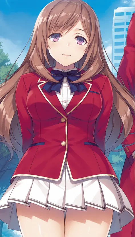 score_9, score_8_up, score_7_up, score_6_up, score_5_up, score_4_up, rating_questionable, , source_anime, digital illustration, pixiv, fanbox, uncensored, , BREAK, official art,
1girl, solo,chie hoshinomiya brown hair purple eys, school unifrom, red jacket...