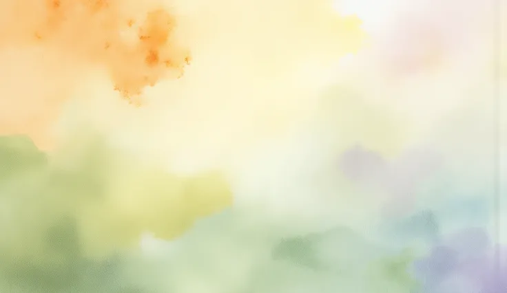 Ultra-high resolution abstract illustration background. Vintage green, warm yellow, creamy beige, vintage orange, vintage blue, lavender, soft purple. Visible brushstroke textures with smooth oil-paint-like blending. Light and airy composition, with warm t...