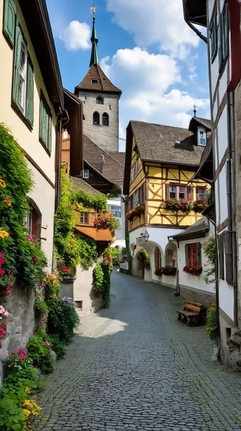 high-definition images、Stein am Rhein on the Rhine、Switzerland's most beautiful small town、Beautiful cityscape on cobblestone streets