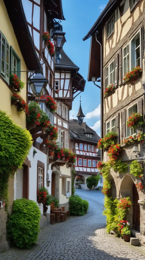 high-definition images、Stein am Rhein on the Rhine、Switzerland's most beautiful small town、Beautiful cityscape on cobblestone streets