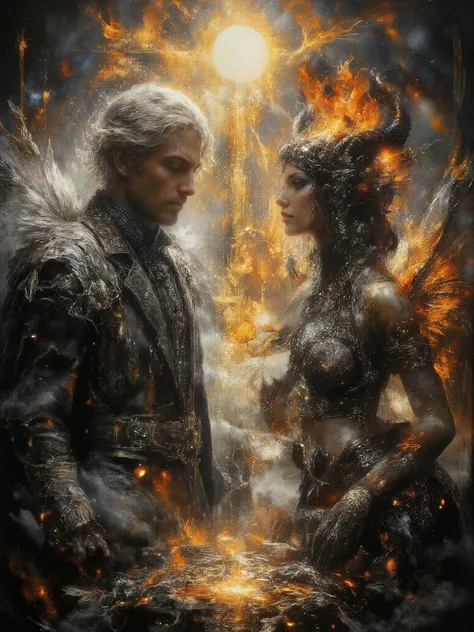 (masterpiece),(Highest quality),(Super detailed),(Ultra-high resolution) , (Best illustrations), 32k, an ancient luxurious temple,dynamic lights, shiny, glitter
Done in a balanced and vivid impressionist style symbolizing harmony of opposites ((and the sea...