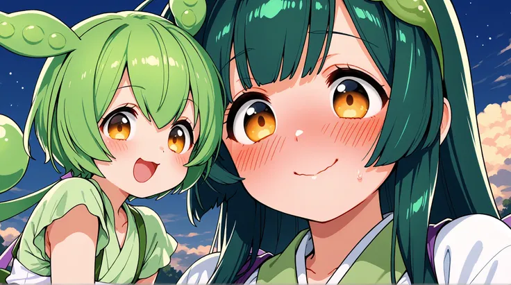 Tohoku Zunko,zundamon,high resolution,smiling,Highest Quality,I'm embarrassed