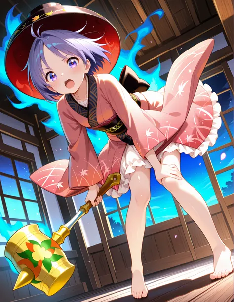 high quality, masterpiece, detailed, 8K, beautiful lighting, five fingers, anime style, vibrant colors, Inside a dark brown Japanese-style wooden building, the world is at night, the ceiling is high and (the building is made of dark brown wood with windows...