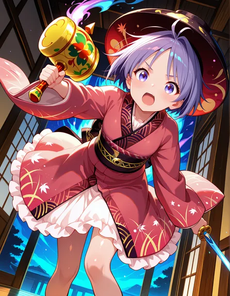 high quality, masterpiece, detailed, 8K, beautiful lighting, five fingers, anime style, vibrant colors, Inside a dark brown Japanese-style wooden building, the world is at night, the ceiling is high and the building is made of dark brown wood with windows ...