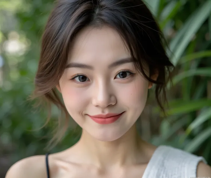 vietnamese women , classics, best quality, excellent quality, Super realistic , soft light,  freckles ,  hair tousled , neutral makeup , Beautiful face, detailed skin texture, smirk, Shallow depth of field, natural background