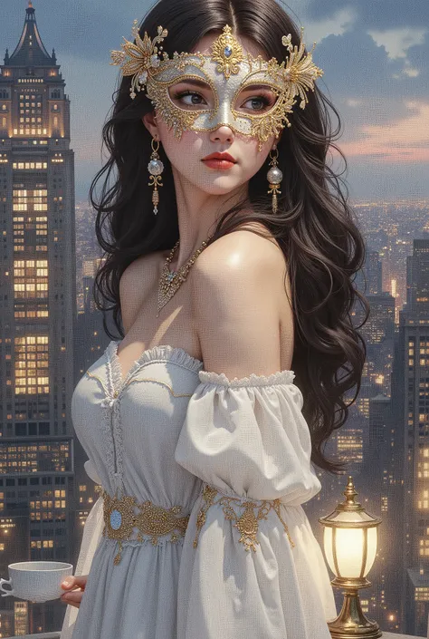 (8K, Highest Quality, Masterpiece), (Realistic, Photorealistic: 1.37), Extremely Detailed

{Woman Standing on a Building Rooftop at Night}

Highly distinctive miniature, exquisitely rendered clip art, a dreamy, hyper-realistic fantasy world, a work that bl...