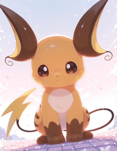 pearlykf, pokemon (creature), furry female, masterpiece, highres, best quality, (lineless:1.2),  BREAK 1girl, detailed face, cinematic angle, solo,  BREAK cute, adorable, feral, petite, raichu, pastel_colors,