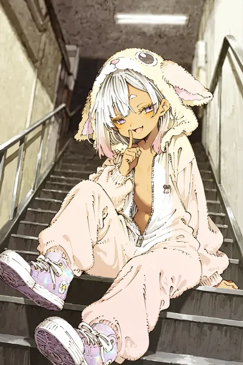 ((Abara Heiki style)), ((Masterpiece)), ((best quality, amazing quality)), ((very aesthetic, absurdres, newest)), ((detailed background, negative space, blurry background, depth of field, Asymmetrical background)), (dynamic angle, wide shot, from below), (...