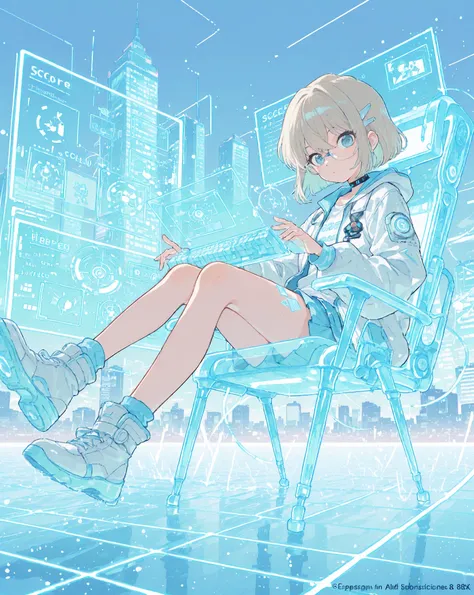 long shot, score_9, score_8_up, score_7_up, (rating_safe), source_anime, 1girl, Ai Haibara from Detective Conan, reimagined as a busty cyberpunk hacker in an 8K anime-style wide-angle long shot. Composition follows a Fibonacci spiral guiding the viewer’s e...