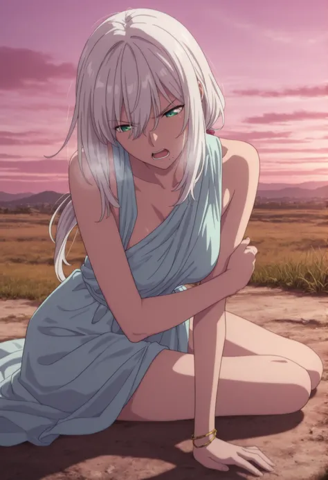 masterpiece, best quality, amazing quality, highres, absurdres, very aesthetic, high resolution, ,ultra detailed, perfect details, , 1girl, solo, outdoors,(detailed background:1.2),((from above)),((dawn, pink sky)) , minami kano, long hair, low ponytail, ...