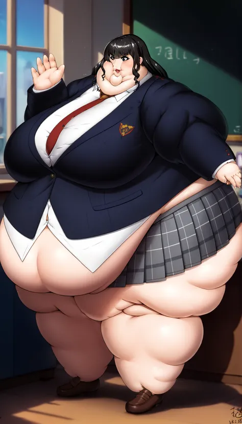 Score 9, Score 8 up, Score 7 up, The evaluation is questionable,
Detailed Background, long curly hair, bangs, black hair, black eyes, Hime cut,
sakuragaoka high school uniform, school uniform, uniform, blazer, shirt, white shirt, collared shirt, skirt, ple...
