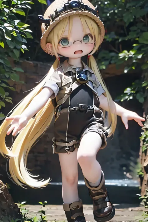 ,Rico, Depiction of Rico from Made in Abyss ,black rims　、 、((((((Exploration Outfit ))))))(((Naked)))　An adventure into the abyss　Made in the Abyss