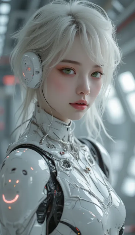 ((Highest quality)), ((masterpiece)), 8K quality, (detailed), High Resolution Skins:1.3, Realistic skin texture, full body, slim, smile, close mouth, Natural Makeup, fluffy short hair, Messy Hair, Asymmetrical bangs, Looking at Viewer, (Upper body from thi...