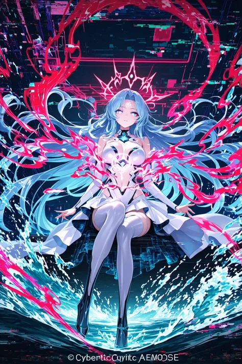 Futuristic Digital Art
"cybernetic sea goddess with pixelated ends: futuristic digital illustration that combines water spirits and technology. holographic waves shape her body, The edge is pixelated. her eyes project a red AR interface. energy flow is a f...