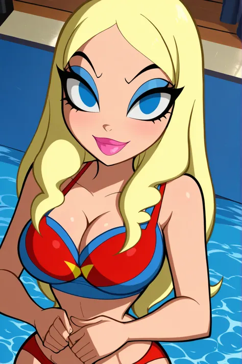 BREAK, score_6_up, score_7_up, score_8_up, score_9, masterpiece, best quality, amazing quality, SGJLA, 1girl, solo, blonde hair, blue eyes, pink lipstick, long hair, makeup, very large breasts, busty, cleavage, curvy, athletic, looking at viewer, seducing ...