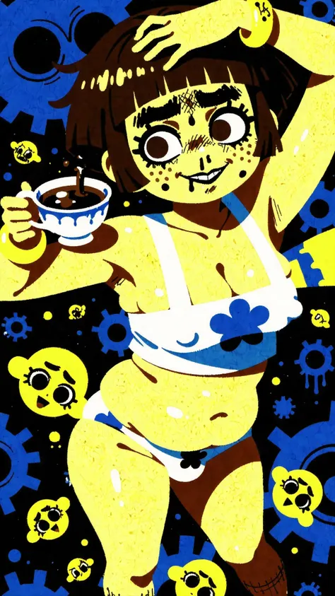 (no lineart:1.3), simple coloring, toes, hips focus, oil grease on chests, oil grease on clothing, Male Witch, bangs, flattered brunette, brown eyes, sidelocks, (A garden setting), male focus, in kawaii nurses outfit, ((calves, exposed legs)), (buttock aug...