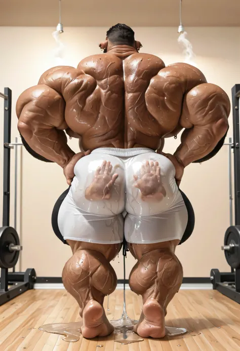 (((by 00b00b43, by morph))), (((Huge Male muscular Human Dark Vietnamese Man))), (((Solo:2))), (((Position(he is facing away, showing his back, both hands are on his hip, standing)))) (((looking at you, extreme low-angle shot))), (((4k, perfect colors, per...