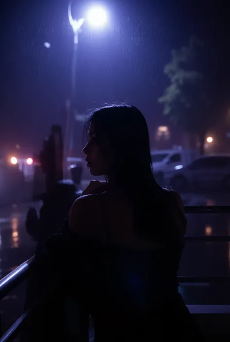 High Quality,4K,Luxurious,real,like the picture,Skillful Optics,vibrant colors,bokeh,Rainy Night,Street lamp,dark-haired woman,That shadow,Emotional,mysterious,like ghosts,Infrared Camera,nature,Night view,in the dark,Lonely,Melancholic