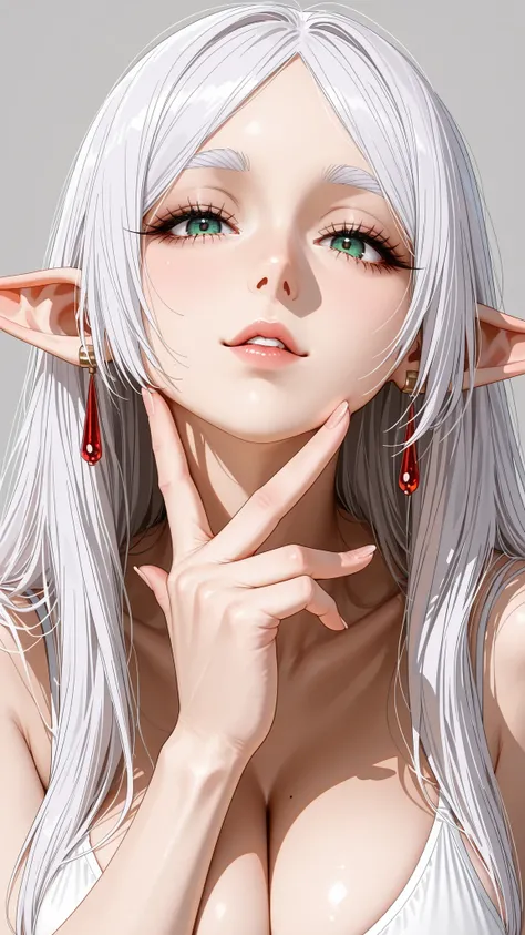 Frieren in sousou no frieren, gros seins nue, totalement nue, The golden ratio, Proper composition,BEAUTIFUL ILLUSTRATION, (masterpiece, detailed:1.2), maorix,score_9, score_8_up, score_7_up, score_6_up, score_5_up, 1girl, huge tit,  five anatomically corr...