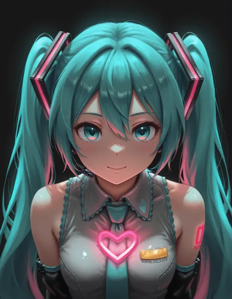 slvrfxstyleil,, Hatsune Miku,limited palette,black background,colorful,vibrant,glowing outline,neon,blacklight,looking at viewer, masterpiece, very aesthetic,