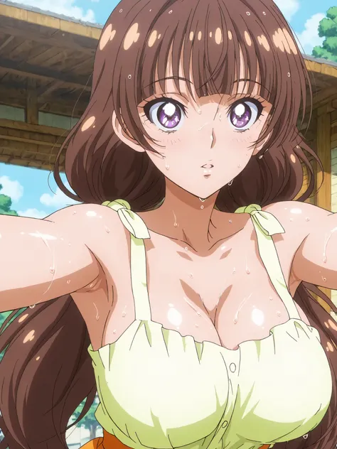 Highest Quality,masterpiece,stares at viewers,soft touch,Delicate Body Curves,Realistic Human Body, Show me your armpits,sweat,, wet skin,kirara,  Casual,  score_9,  score_8_ up the side,  score_7_ up the side,  Official Art, anime screencap,  source_anime...