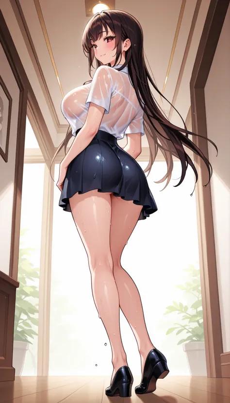 highest quality ever、the greatest masterpiece in history、HIGHEST DETAILS EVER、HIGHEST RESOLUTION EVER、Hi-Res、8k、Esther - Project QT、Woman Who Laughs a Little、Tall Woman、 A Bewitching Woman、One person、Full body、Back view、back view、back shot、low angle、angle ...