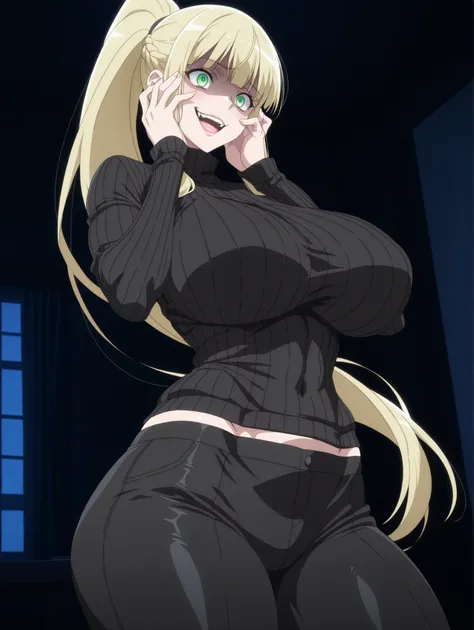newest , masterpiece , anime screencap , anime coloring , 1girl, Mature Female, erikadg,
ponytail, blonde hair, green eyes, ractical body shape, glamorous bodies, attractive bodies, big Curvy, Slutty, Neat, big breasts, big buttocks, thick thighs, Toned th...