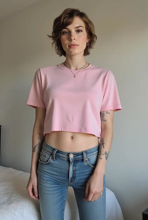 tight fitting,Revealing the outlines of an erect penis,young cute skinny femboy, full body shot, white european, androgynous, crossdressing, slender petite build, flat chest, narrow hips, smooth light skin, no body hair, soft facial features, winged eyelin...