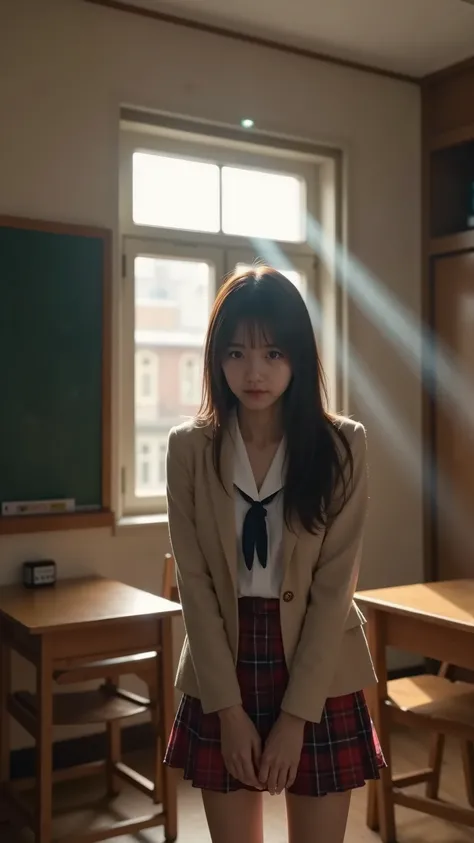 ((distortion in a different dimension that suddenly appears in a girls' high school classroom))、Streaks of light drift through the air、like a rainbow aurora from the window Light shines in。and a strange force field barrier is placed on the classroom door、a...